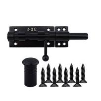 Black Matte Finish Sliding Bolt Latches Craft of Stainless Steel With Dust Covers for Cabinet and Storage Room 6 inch