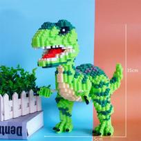 New Cartoon Mini Dinosaur Bearbrick Playthings DIY Assembled Compact Building Block Micro Bricks Christmas Birthday Present green