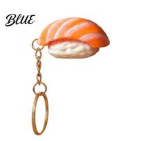 Healing Pendant Charm Keychain Pendant Simulated Salmon Sushi Stress Relief Toy with Hanging Portable Reliever Chain 3D Printed Food Ornament beige