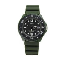 Q&Q Citizen Watch Analog Radio-Controlled Solar Water Resistant with Date, Urethane Band, Men's D02A-004VK Khaki žalia