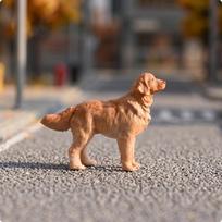 Realistic Golden Retriever Figurine | Detailed HandPainted Finish, 1/64 Scale Dog Model, for brown