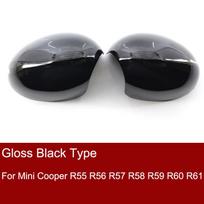 2X Rearview Mirror Cover For Mini Cooper R55 R56 R57 R58 R59 R60 R61 Carbon Fiber Mirror Cover Cap Plastic Exterior Car Gloss Black gray