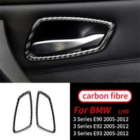 For BMW E90 E92 E93 3 Series 2005-2012 Real Carbon Fiber 2Pcs/Set Car Interior Door Handle Cover Decal Decorative black