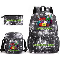 Geometric sprint trend starry sky schoolbag three-piece geometry dash heat transfer personalized backpack leisure bag 17 inch backpack black