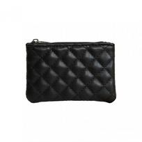Women Coin Purse Solid Color Faux Leather Rhombus Texture Zipper Closure Blong Shape Large Capacity Portable Lightweight Firm Stitching violetinė