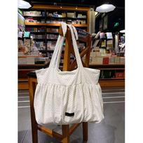 Korean polka dot canvas bag women's new large-capacity commuter shoulder tote bag pleated girl heart cloud bag gray