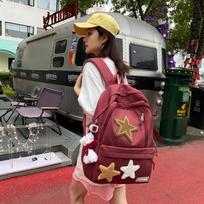 Cute star style literary soft girl student schoolbag spring and summer ins wind large-capacity backpack with pendant juoda