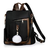 Backpack women's new simple contrasting color commuter casual backpack large capacity anti-theft women's travel bag 31*12*35 gray