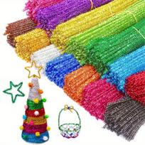 Sparkling Plush Stem Pipe Cleaners 30.0cm - Soft Iron Wire for Art and Crafts, Christmas Metal Decorations, Halloween and Christmas Gifts. blue