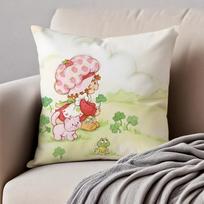 Cute Warm Soft Pink S-Strawberry Shortcakes Cushion Cover Pillowcase Anti-Dustmite Invisible Zipper Short Plush Sofa Cushion Peach skin 18*18(CM)-1Pcs red