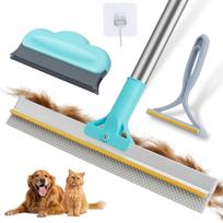 Pet Hair Carpet  Remover Set Fluff Removal Tool Metals Telescopic Handle Rug Rake Dog Cat Hair Rotation Shave Pet Products blue