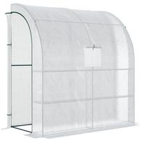 Foil Greenhouse Tomato Greenhouse with Mesh Window, Hothouse with Roll-Up Doors, Growing House with UV Protection, White, 200 x 100 x 215 cm 200 x 100 x 215 cm balta