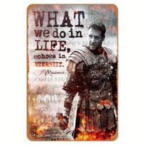 Maximus gladiatoriaus įkvepiantis citatos metalinis sienos meno kūrinys Senovinis geležies ženklas Rustic romėnų kario dizainas su liepsnomis Snieguolė 20x30cm（7.8x11.8inch） black