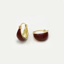 Elegant Retro Hong Kong Style Wine Red Oil Painting Dangle Earrings white