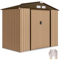 Lauko sodo namelis 2,42 m² 213x130x185 cm su stumdomomis durimis, ventiliacija, pirštinėmis, geltonas 213 x 130 x 185 cm