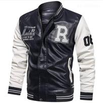 Rudens žiemos striukė Vyriški siuvinėjimai Beisbolo striukės Pu odiniai paltai Slim Fit College Malleluxury Fleece Pilot odinės striukės XXL geltona