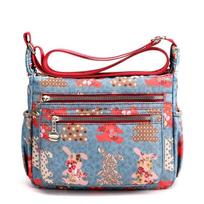 Waterproof Oxford Cloth Crossbody Bag, Large Capacity Nylon Women's Bag, Canvas Mommy Bag, Fashion Printing Middle-aged and Elderly Shoulder Bag gray