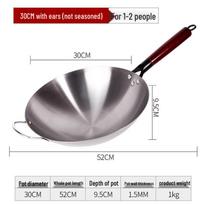 Non-Stick Iron Wok - No Coating, Round Bottom Stir-Fry Pot gray