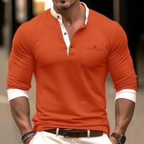 Men's Long Sleeve T-Shirt Base Shirt Henry Collar Top Breathable All-Season Fashion Tees XXXL
