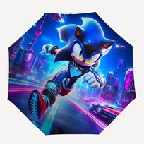 1 vnt. Sonic the Hedgehog Automatiškai susilankstantis skėtis - Kompaktiškas 8 šonkaulių dizainas, Patvarus plastikas ir geležis, Kasdieniam naudojimui F010621 blue