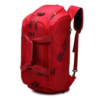 Multifunctional luggage bag Large capacity casual portable travel bag Dry and wet separation Double shoe compartment Fitness bag raudona