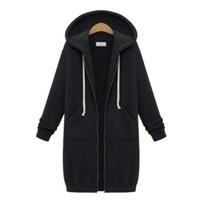 Užtraukiamos hoodies moterims, oversized, vilnos, ilgos tunikos, su gobtuvu, džemperis, rudens, žiemos, laisvalaikio, su raišteliu, paltas su kišenėmis 3XL rožinė