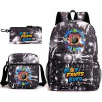 Blox Fruits Žaidimo Jaunimo Mokyklinė Kuprinė Demonų Vaisius Pradinė Mokykla Žvaigždėtas Dangus Šilumos Spaudos Kuprinė Trijų Dalių Rinkinys Three-piece set gray