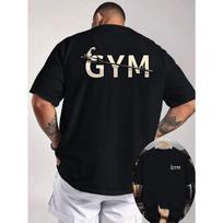 GYM Muscle Arm Barbell Sports Slogan Double-Sided Print Men'S T-Shirt, Fitness Motivational Style, Suitable for Gym, Daily, Athletic Wear 4XL juoda