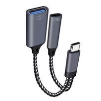 USB C į USB OTG skirstytuvas Aliuminio lydinio USB C skirstytuvas Įkrovikliai ir duomenų perdavimas nešiojamiesiems kompiuteriams, išmaniesiems telefonams, planšetiniams kompiuteriams 1