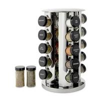 20 Jar Revolving Countertop Spice Rack with Spices Included FREE Spice Refills for 5 Years Polished Stainless Steel with Black United States gray