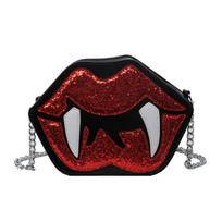 Big Lip Bag, Fashionable Sequin Shoulder Bag, Women's Versatile Chain Crossbody Bag, PU brown