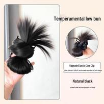 Women's Chicken Feather Flower Bun Clip Wig Styling Hair Tie black