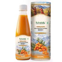 NutroVally šaltalankių sulčių gėrimas| Himalajų supervaisių gėrimas - 300 ml | Turtingas Omega 7, antioksidantų ir vitaminų | Natūralus imuniteto stiprintojas, Sk orange