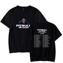 Pitbull Merch Marškinėliai I'm Back Tour Merch Marškinėliai Apvalia Kaklo Iškirpte Trumpomis Rankovėmis Vyrams Moterims T-shirt M black