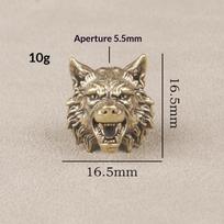 Wolf Beads Handmade Woven Paracord Lanyard Durable Umbrella Rope Pendant for Outdoor Camping Backpack Key Accessories Vintage Brass gray
