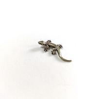 Solid Alloy Horned Lizard Mini Figurine Vintage Finish For Desktop Terrarium Decor Collection gray