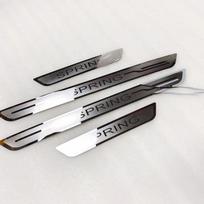 4Pcs/Lot For   Dacia SPRING Auto Door Sill Threshold Pedal Cover Trims Stainless Scuff Plate Car Accessories 4PCS gray