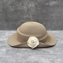 Prancūziškas Hepburn stiliaus Vėjarodė Gėlės Vazono Kepurė Smulkūs Šiaudai Vasarinė Šiaudinė Kepurė Moteriška Kelioninė Garbanota Elegantiška Skrybėlė nuo Saulės M（56-58cm） gray