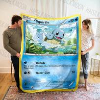 Japan Pokemon Cards S-Squirtle Printed Blanket for Home Travel Soft and Comfortable Blanket for Adults and Children Blanket Gift 75x90cm gray