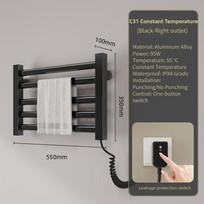 Bar Intelligent Constant Temperature Drying Towel Storage Rack Bathroom Electric Heating Towel Aluminum Alloy Electric Towel Rack C34 Black gray