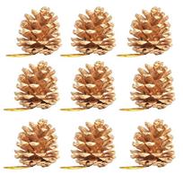 Gold Dyed Natural Silver DIY Materials Christmas Ornaments Hanging Pendant Pine Cone Xmas Tree Decor beige