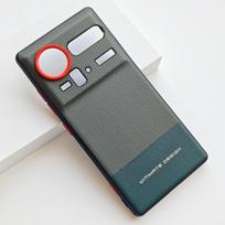 For ZTE Nubia Z80 Z70 Z70S Ultra PU Leather Skin Friendly Contrast Color Keys Lens Frame Protective Back Soft Case Cover Artificial leather&ZTE nubia Z70 Ultra gray