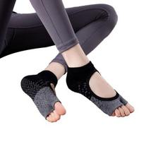 1 Pair Women Toeless Socks Elastic Wear Grips Soft Breathable with Non-slip Resistant Barre Pilates black