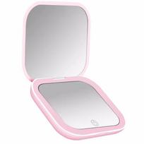 Mini Portable Double-Sided Bronze Finish Personalized LED Lights Magnifying Compact Pocket Travel Vanity Mirror rožinė