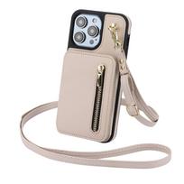 Zipper Wallet Case for iPhone 15/14/13/12/11 Pro Max XR XS Max SE 7 8 Crossbody Purse Card Holder Lanyard Flip Kickstand Cover For iPhone SE 2022 ruda