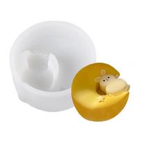 Practical Ice Skin Mooncakes Mould Silicone Mould for Moon Rabbits Themed Mousse Cakes Creative Dessert Baking Tool white