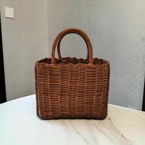 Naujas rankų darbo pintas rotango pirkinių krepšys, daugiaspalvis PVC, iškylai, laikymui 24*14*18cm, namų daržovėms, vaisiams pakuoti kava