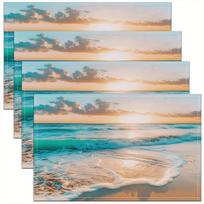 4pc s Beach-Themed Placemat Set, Ocean And Nature Designs, Machine Washable - Perfect for Home Decor, Kitchen Table 4PCS beige
