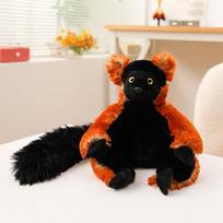 Cute Madagascar Lemur Plush Toy Lifelike Ring-Tailed & Crowned Lemur Stuffed Animal Soft Realistic Monkey Plushies Boy Gift 25-27cm beige
