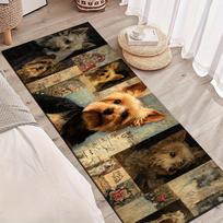 1Pcs Yorkshire Terrier Non-Slip Washable Area Rug Runner for Entryway, Living Room, Bedroom & Patio 60x300cm gray